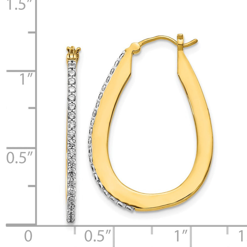 14k Yellow Gold Real Diamond Hoop Earrings