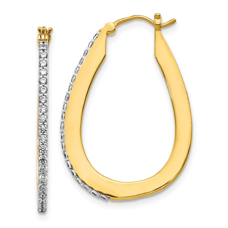 14k Yellow Gold Real Diamond Hoop Earrings