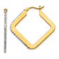 14k Yellow Gold Real Diamond Square Hoop Earrings