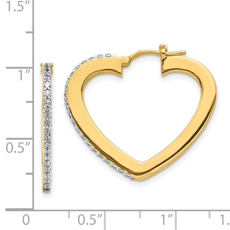 14k Yellow Gold Real Diamond Hoop Earrings