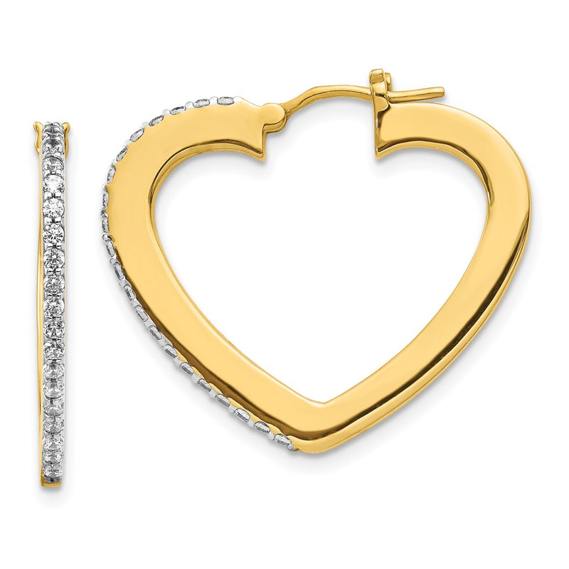 14k Yellow Gold Real Diamond Hoop Earrings