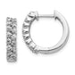 14k White Gold 2-row Real Diamond Hinged Hoop Earrings