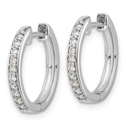 14k White Gold Real Diamond Hinged Hoop Earrings