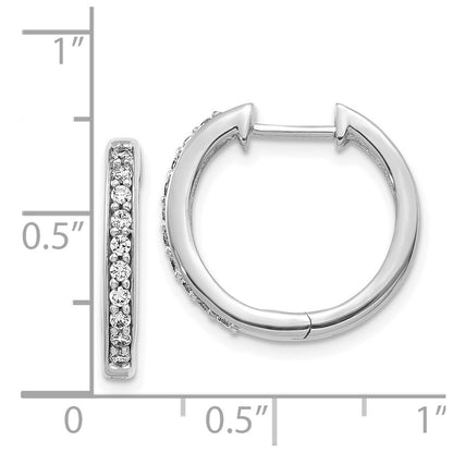 14k White Gold Real Diamond Hinged Hoop Earrings
