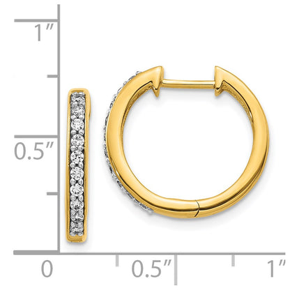 14k Yellow Gold Real Diamond Hinged Hoop Earrings