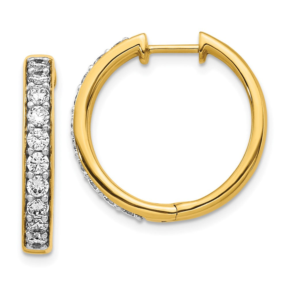 14k Yellow Gold Real Diamond Hinged Hoop Earrings