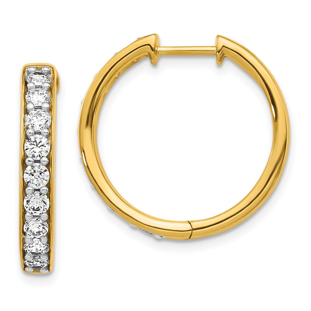 14k Yellow Gold Real Diamond Hinged Hoop Earrings