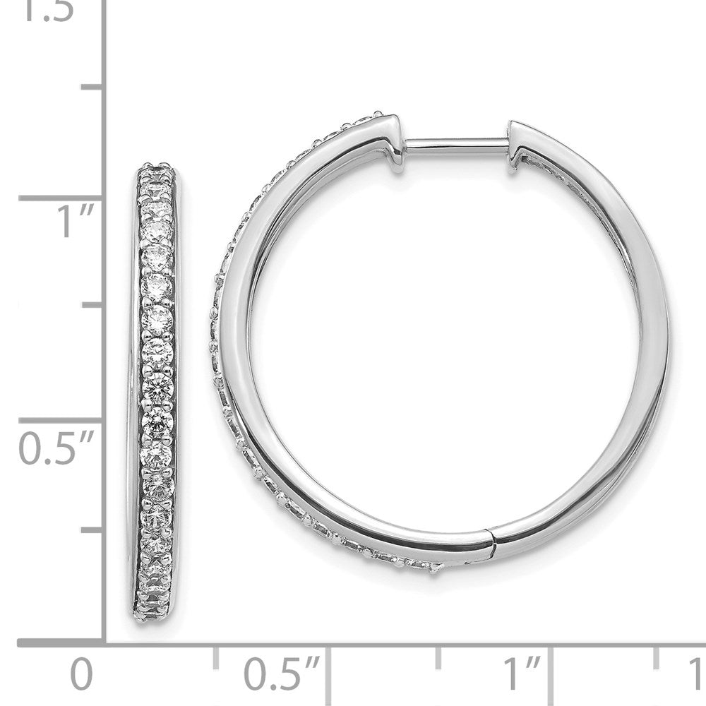 14k White Gold Real Diamond Hoop Earrings