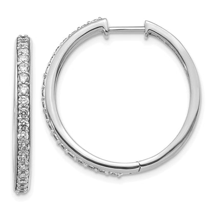 14k White Gold Real Diamond Hoop Earrings