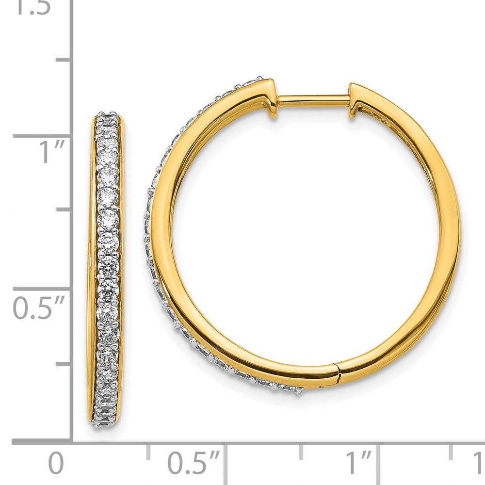 14k Yellow Gold Real Diamond Hoop Earrings