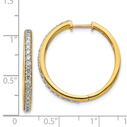 14k Yellow Gold Real Diamond Hoop Earrings