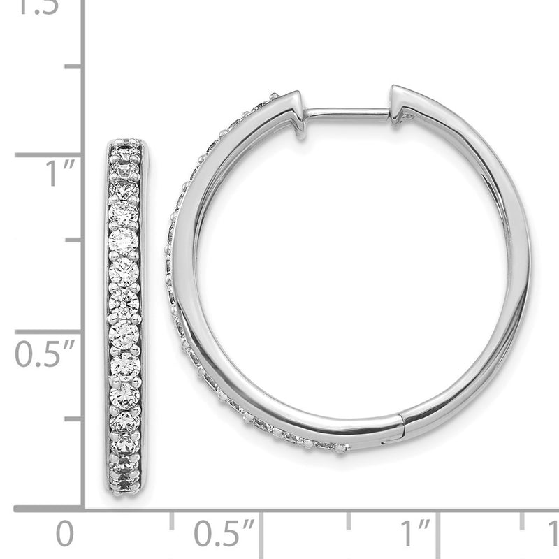14k White Gold Real Diamond Hoop Earrings