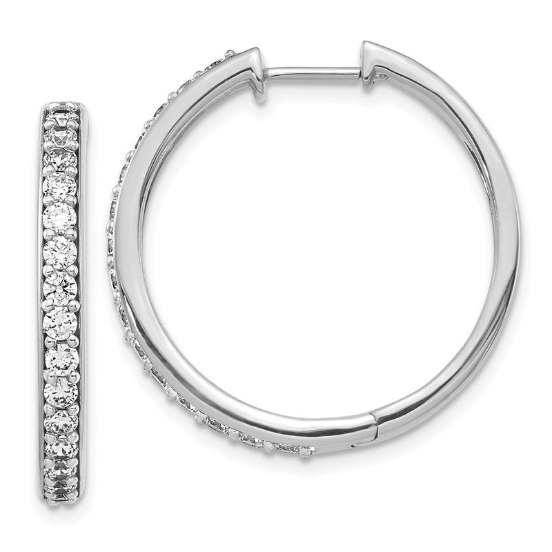 14k White Gold Real Diamond Hoop Earrings