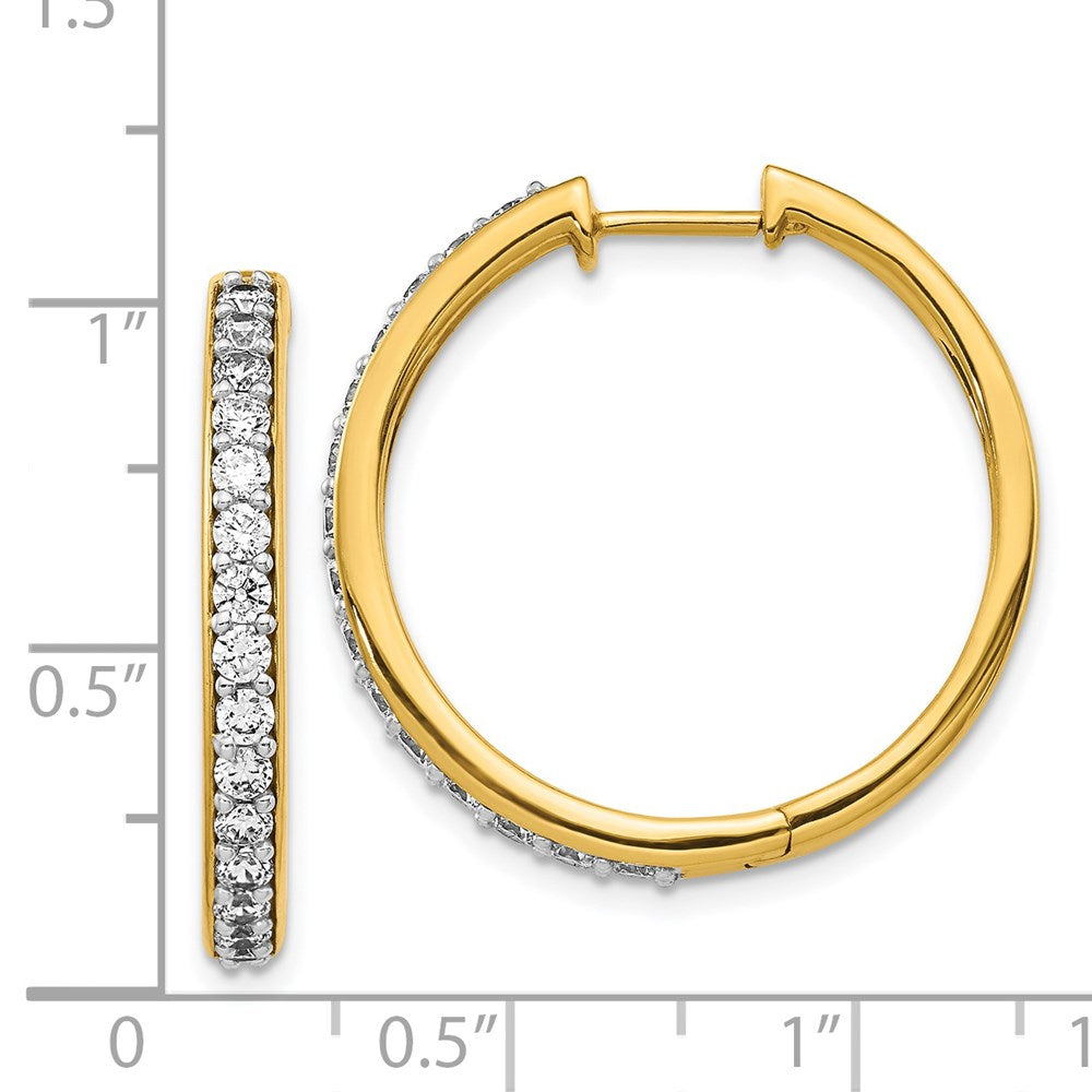 14k Yellow Gold Real Diamond Hoop Earrings