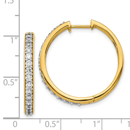 14k Yellow Gold Real Diamond Hoop Earrings