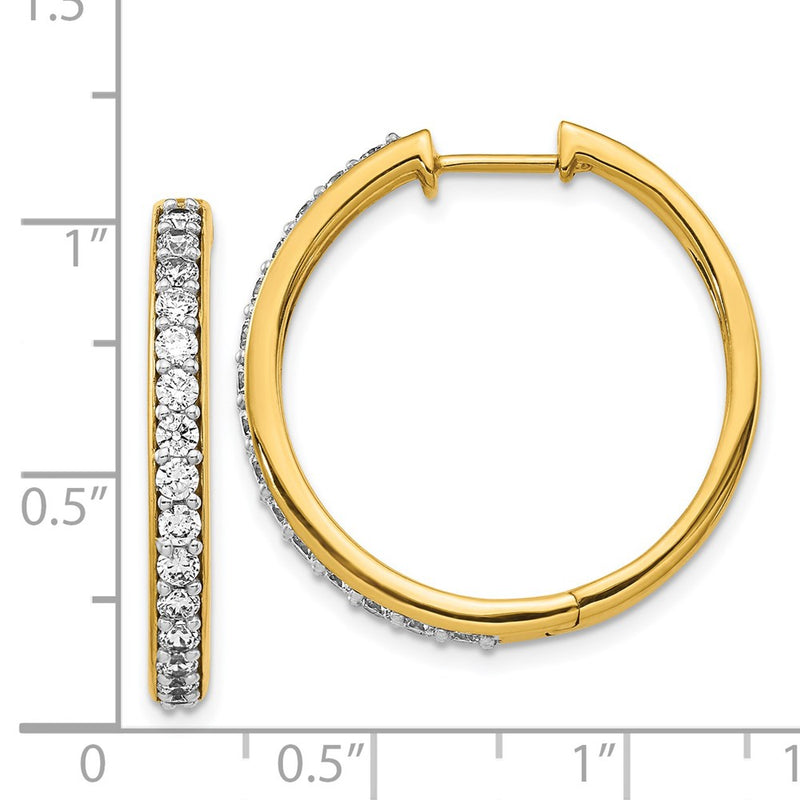 14k Yellow Gold Real Diamond Hoop Earrings