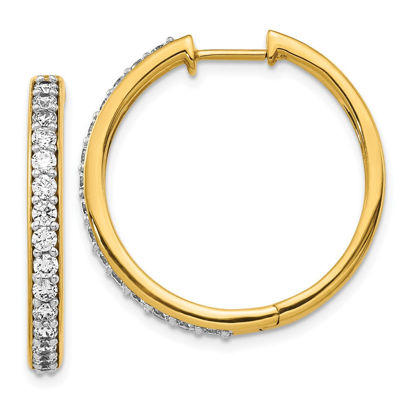 14k Yellow Gold Real Diamond Hoop Earrings