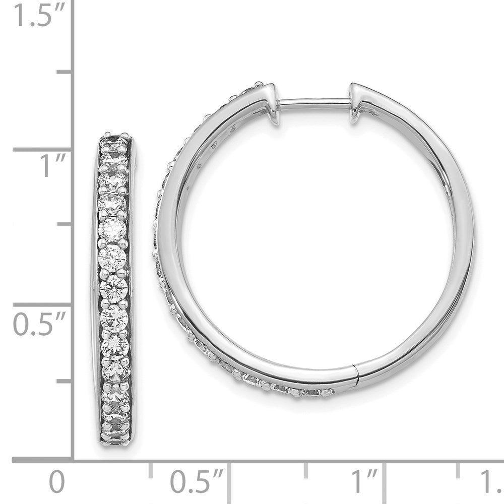 14k White Gold Real Diamond Hoop Earrings
