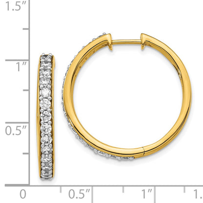 14k Yellow Gold Real Diamond Hoop Earrings