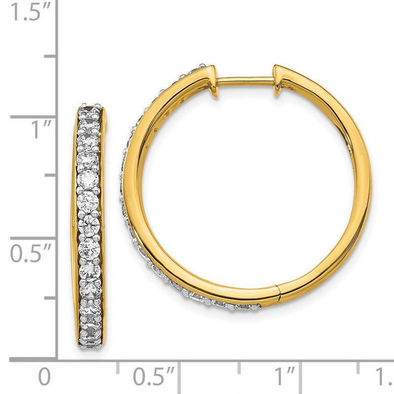 14k Yellow Gold Real Diamond Hoop Earrings