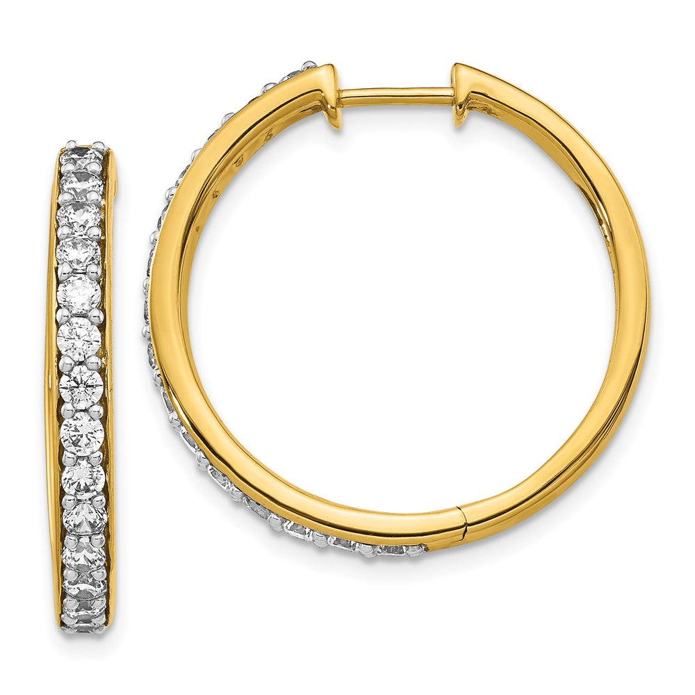 14k Yellow Gold Real Diamond Hoop Earrings