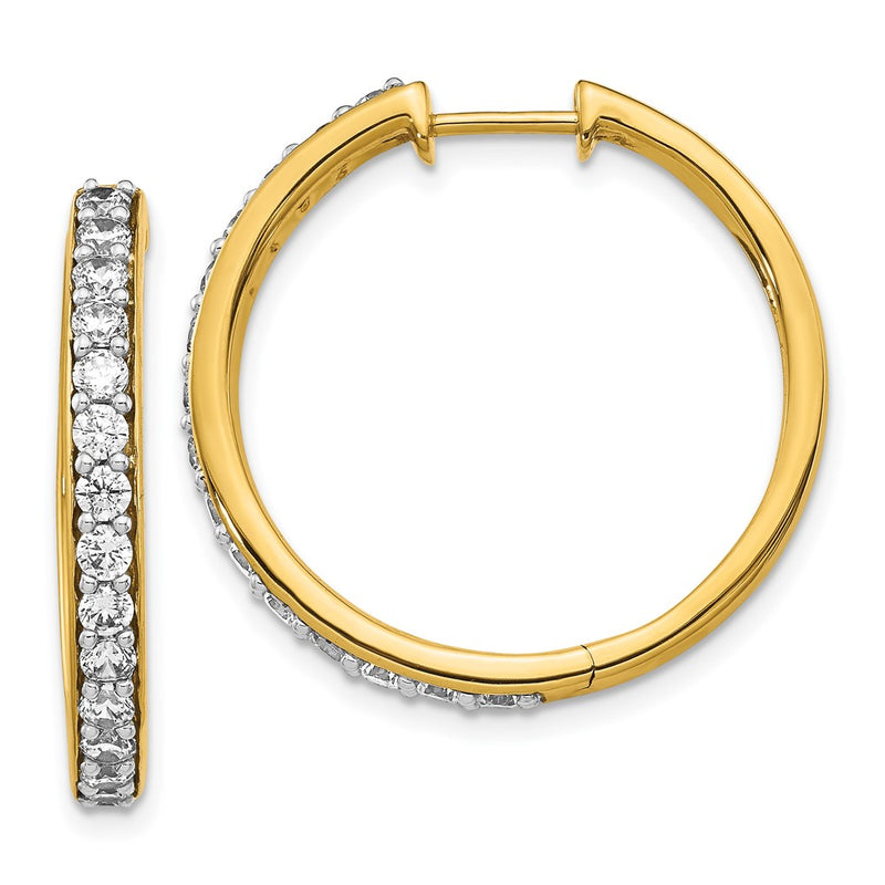 14k Yellow Gold Real Diamond Hoop Earrings
