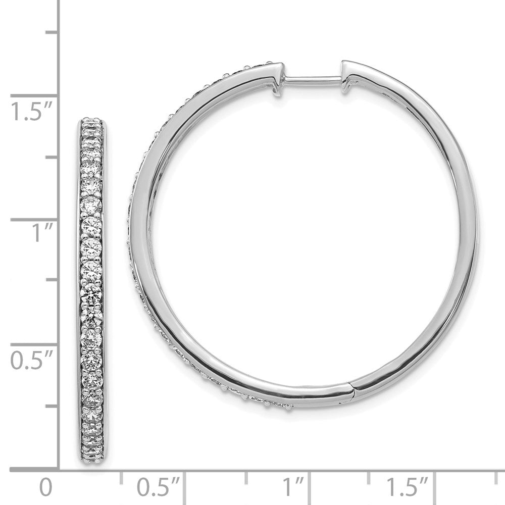 14k White Gold Real Diamond Hoop Earrings