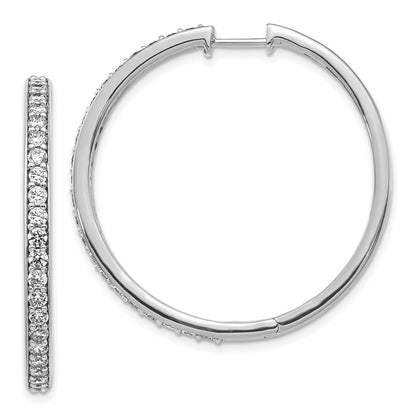 14k White Gold Real Diamond Hoop Earrings