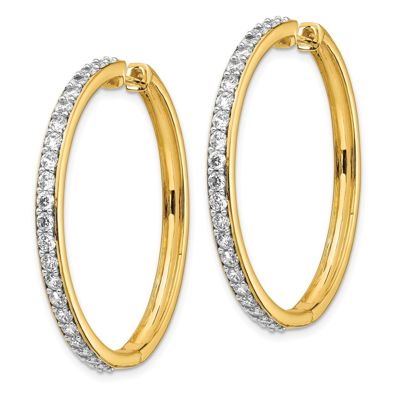14k Yellow Gold Real Diamond Hoop Earrings