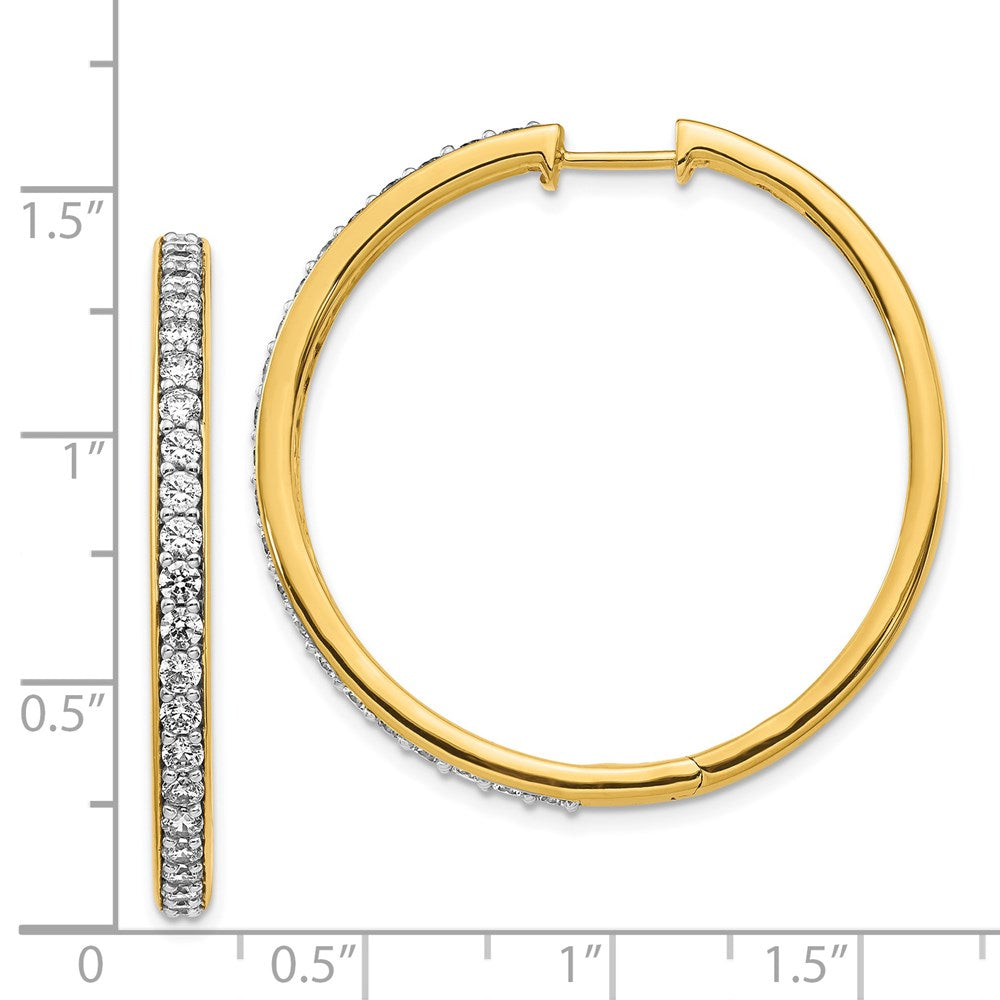 14k Yellow Gold Real Diamond Hoop Earrings