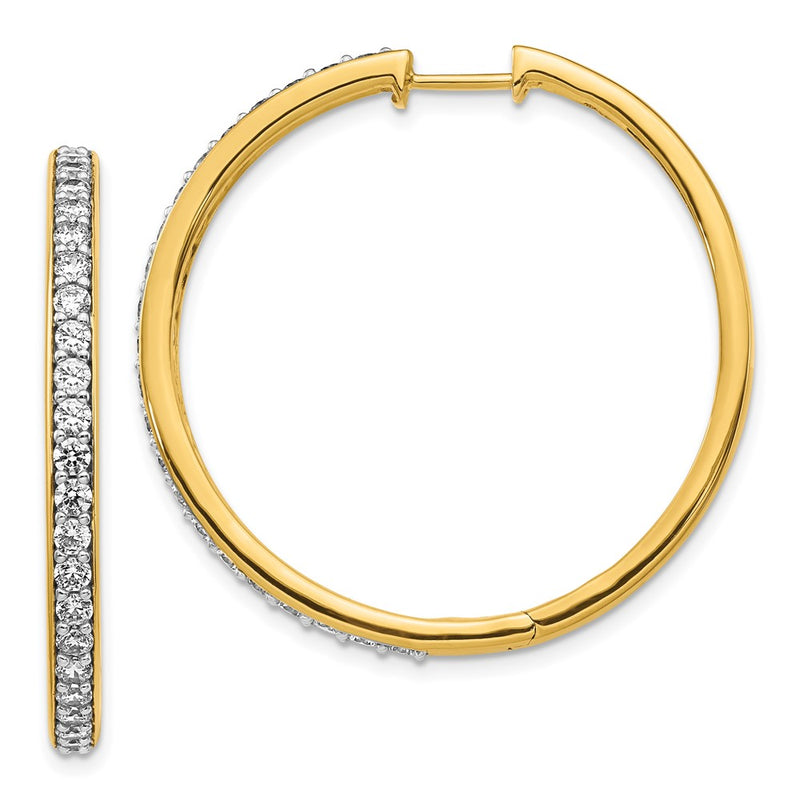 14k Yellow Gold Real Diamond Hoop Earrings