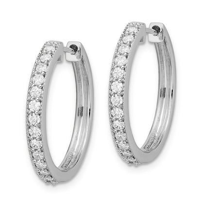 14k White Gold Real Diamond Milgrain Hoop Earrings