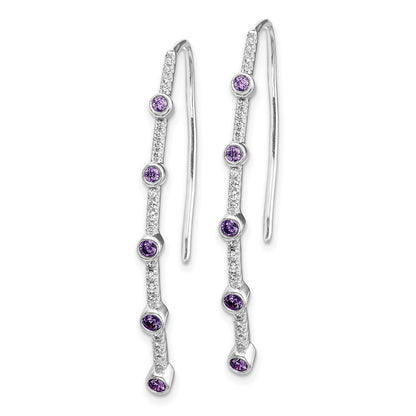 14k White Gold Real Diamond and Amethyst Earrings