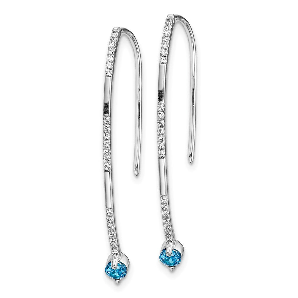 14k White Gold Real Diamond and Blue Topaz Earrings EM4314-BT-016-WA