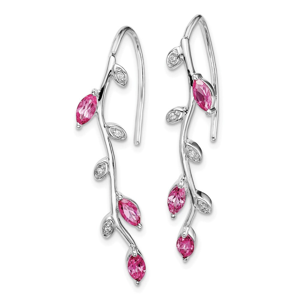 14k White Gold Real Diamond and Pink Sapphire Earrings EM4315-PS-003-WA