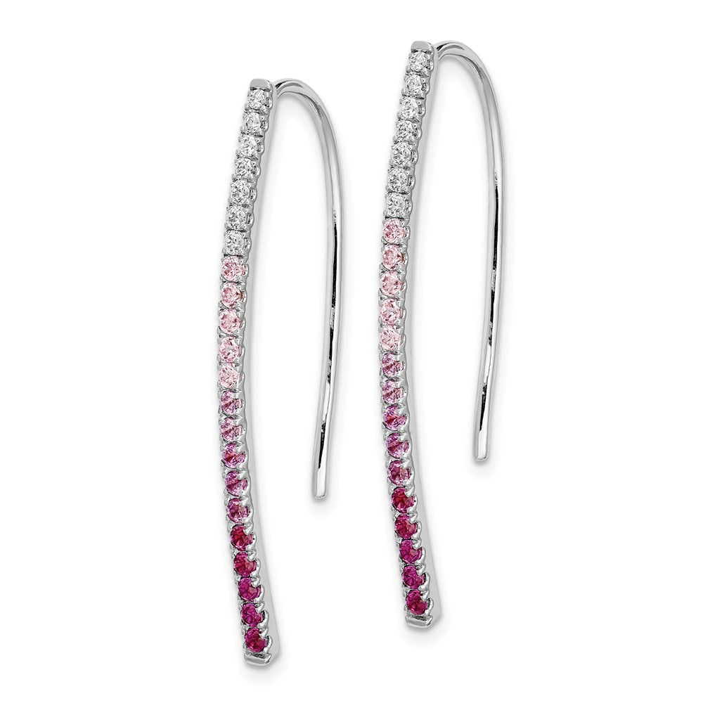 14k White Gold Real Diamond and Pink Sapphire Earrings EM4317-PS-016-WA