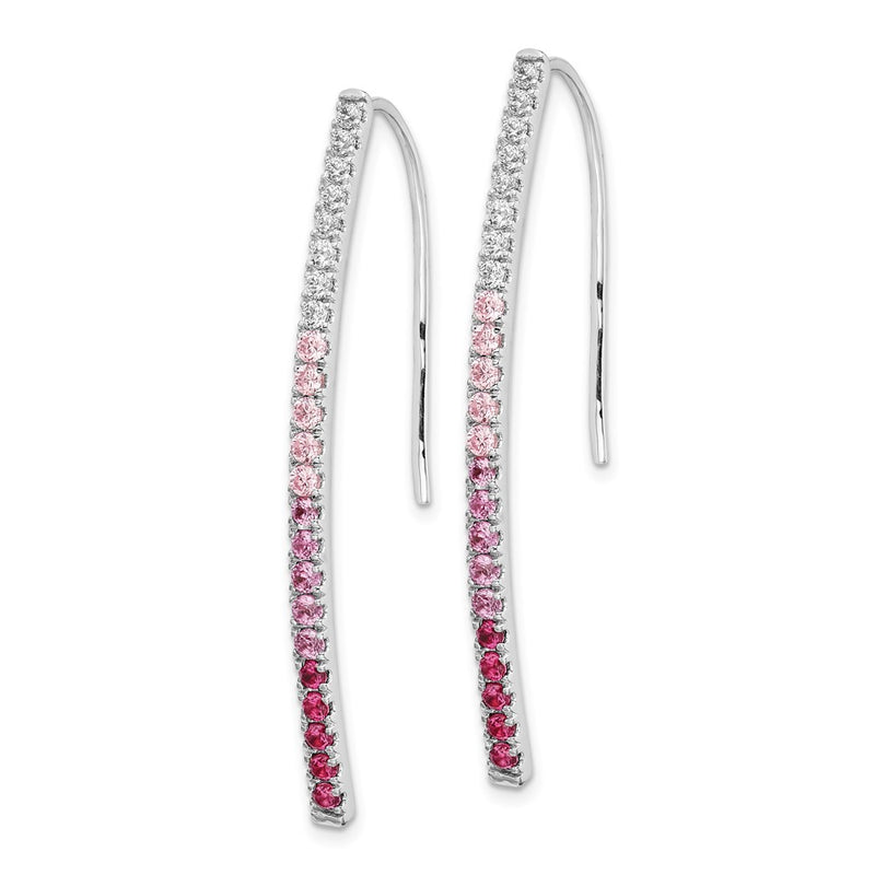 14k White Gold Real Diamond and Pink Sapphire Earrings