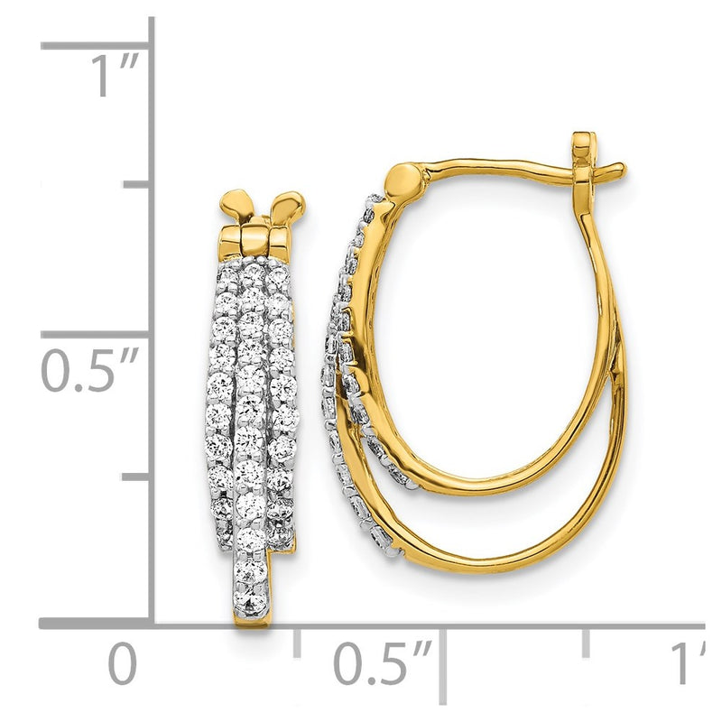 14k Yellow Gold Real Diamond Hoop Earrings
