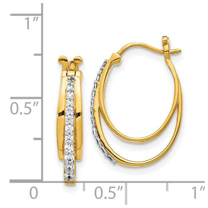 14k Yellow Gold Real Diamond Hoop Earrings