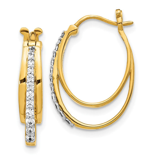 14k Yellow Gold Real Diamond Hoop Earrings