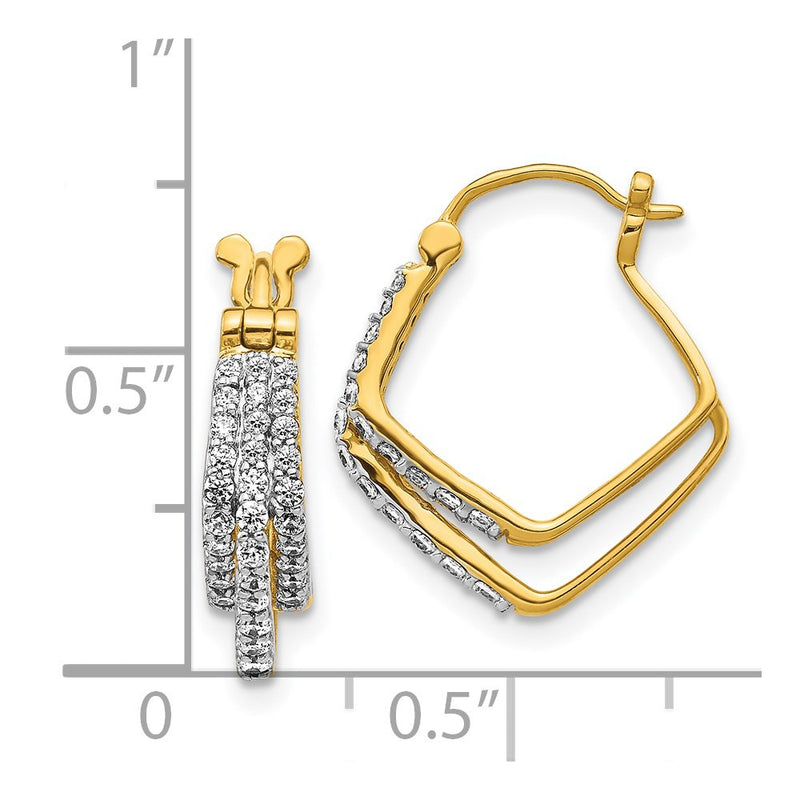 14k Yellow Gold Real Diamond Hoop Earrings