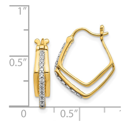14k Yellow Gold Real Diamond Hoop Earrings