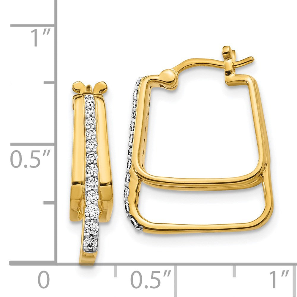 14k Yellow Gold Real Diamond Hoop Earrings