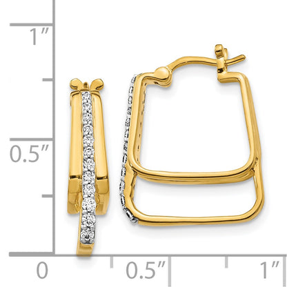 14k Yellow Gold Real Diamond Hoop Earrings