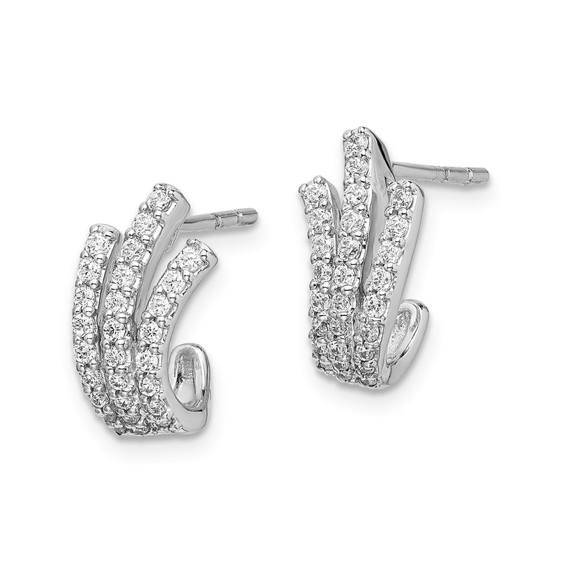 14k White Gold Real Diamond Post Earrings