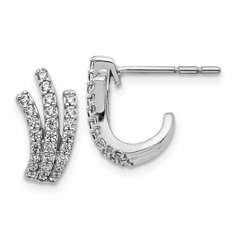 14k White Gold Real Diamond Post Earrings