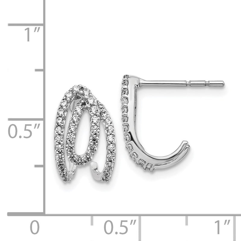 14k White Gold Real Diamond Post Earrings