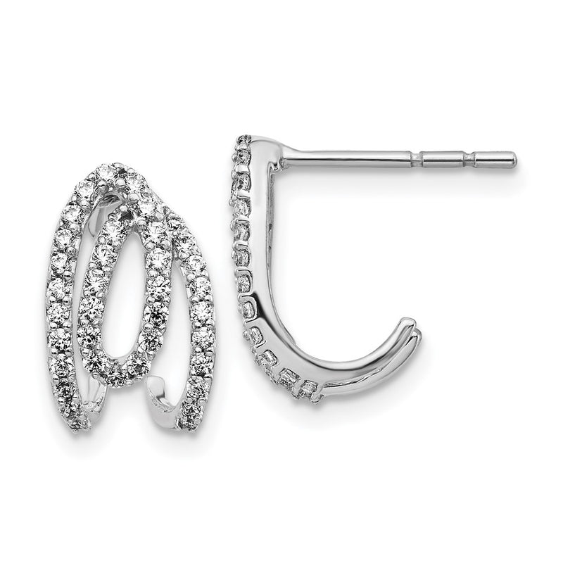 14k White Gold Real Diamond Post Earrings