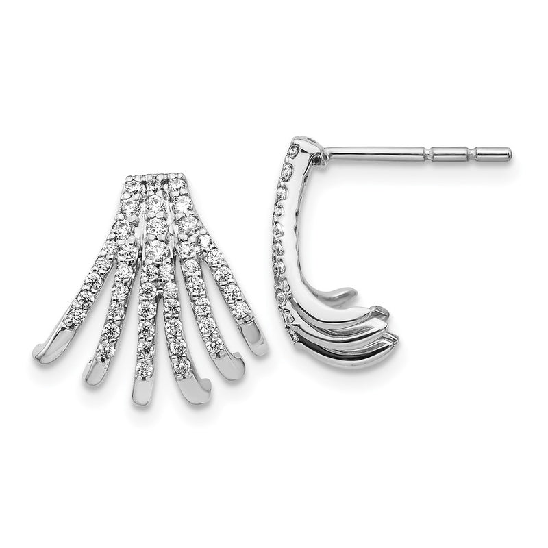 14k White Gold Real Diamond Post Earrings