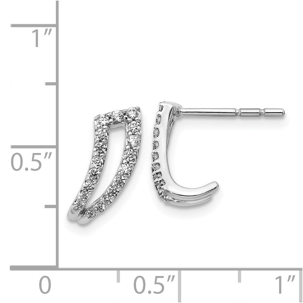 14k White Gold Real Diamond Post Earrings